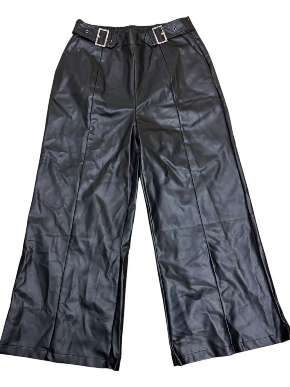 FAUX LEATHER UOOZEE Wide Leg Flare Vegan Casual Pants Womens Large